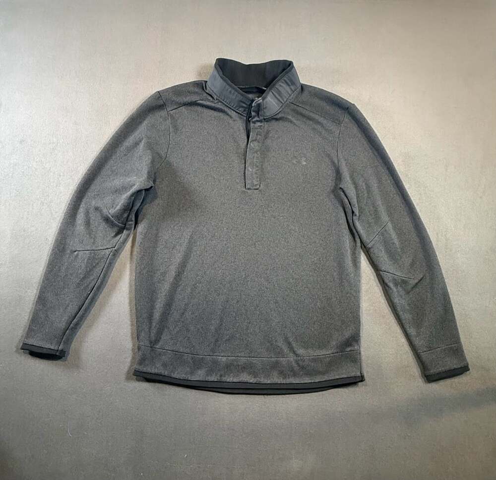 Under Armour Golf Coldgear Pullover Size Large Gray Snap Mock Neck Sweater
